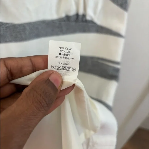 J.crew Sheath Dress Gray White Stripe Sleeveless Linen Blend Career Classic - Picture 6 of 7